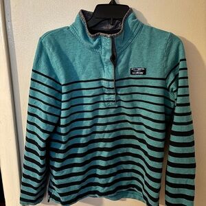 L.L. Bean Teal and Black Half-Button Pullover